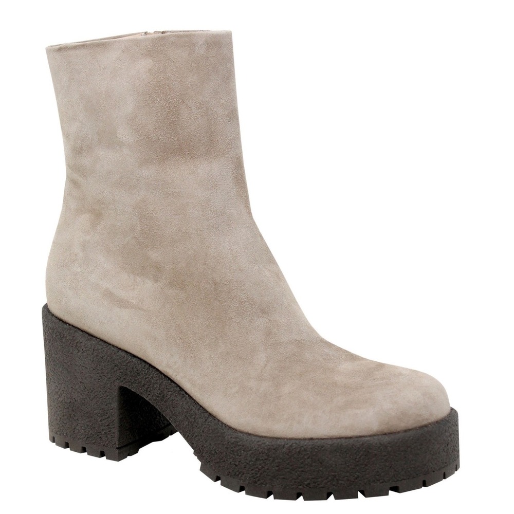 Charles David Taupe Suede Platform Ankle Boots Made in Italy Lug Sole Size 39
